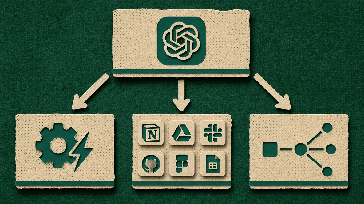 ChatGPT connects to third-party tools through Skills, Apps, and MCP Servers, enabling multi-step workflows across multiple tools from a single conversation.