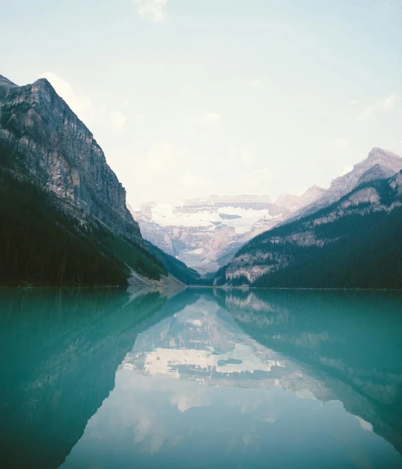 A turquoise lake between mountains