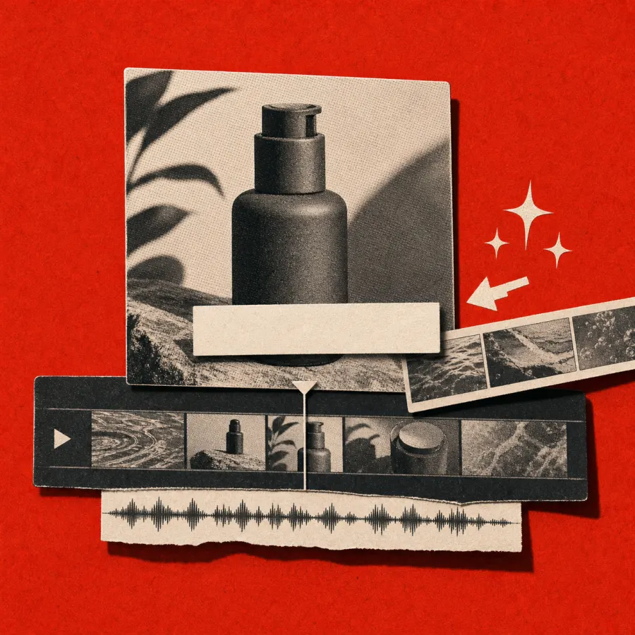 A product shot with a lower third on the editing timeline
