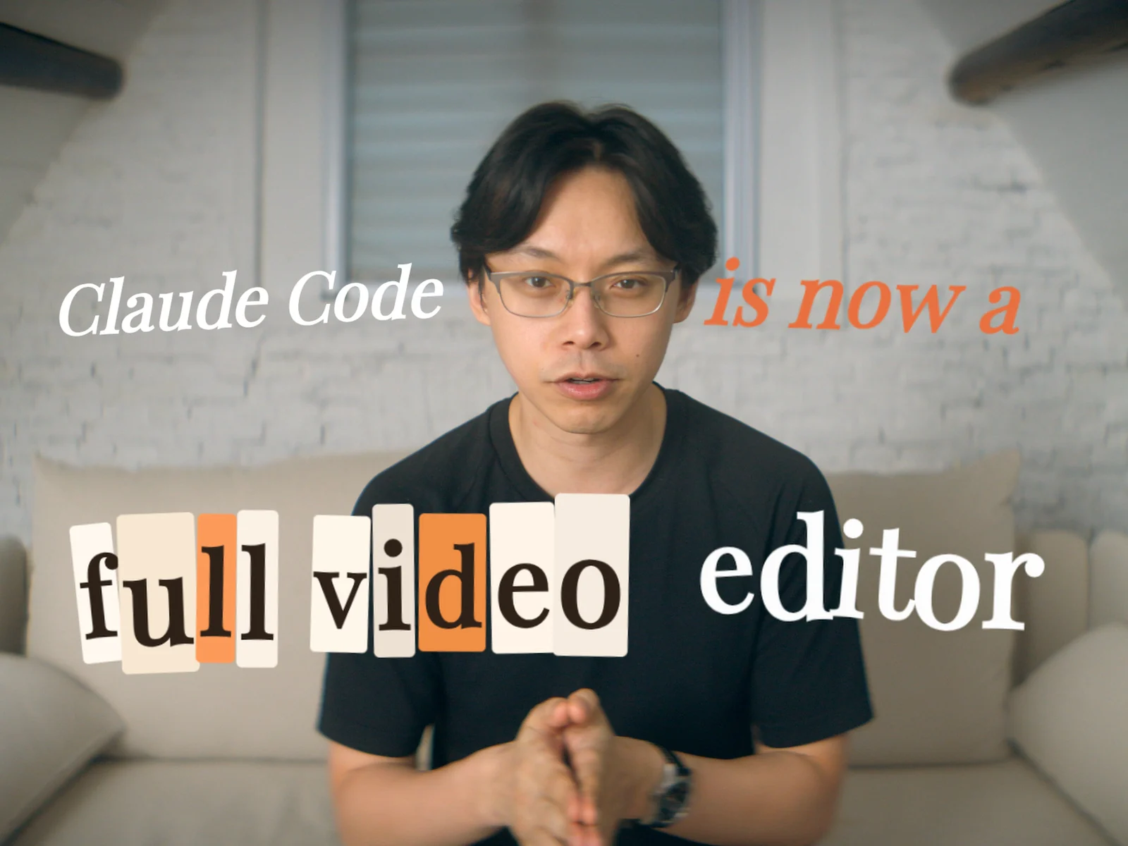 A talking-head frame with ChatCut captions across it: Claude Code is now a full video editor