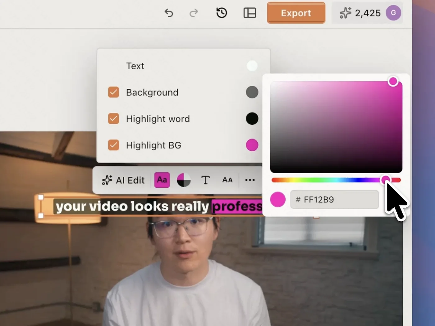 Built-in caption editor, Customize and save it